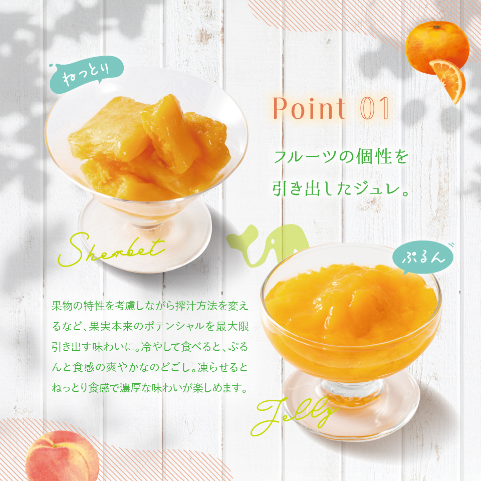 フルーツの個性を引き出したジュレ。