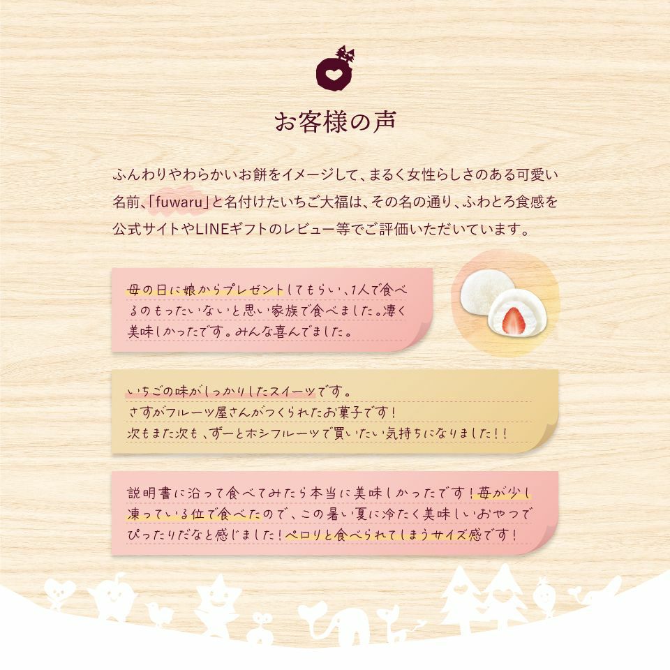 お客様の声_ホシフルーツあまおうのクリームいちご大福 fuwaru 8個