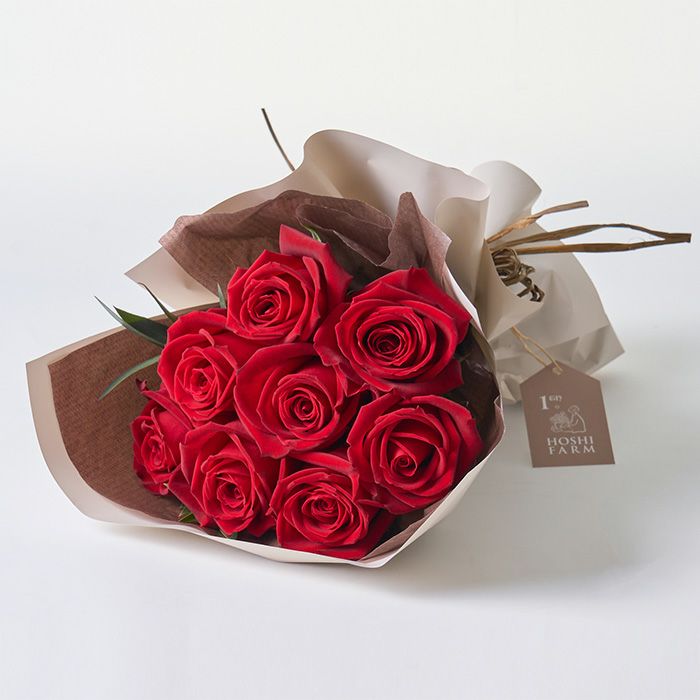 真っ赤なバラ８本のブーケ