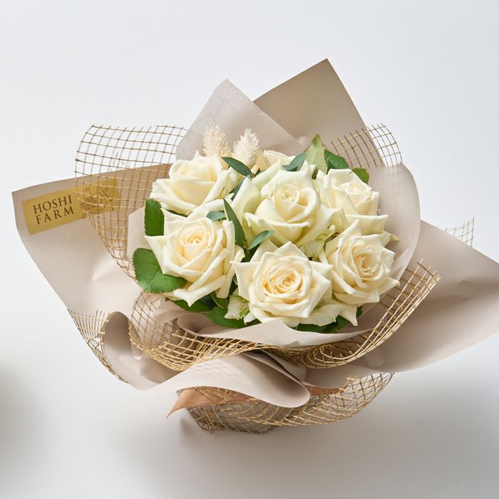 ホシフルーツ_メロンと薔薇のギフトセット_花と実の極み きらら星　静岡県産アールスメロン＆そのまま飾れる薔薇アレンジメントピュア