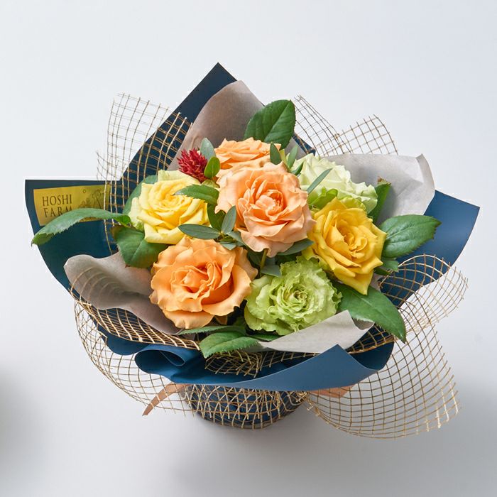 ホシフルーツ_メロンと薔薇のギフトセット_花と実の極み きらら星　静岡県産アールスメロン＆そのまま飾れる薔薇アレンジメントパッション