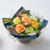 ホシフルーツ_メロンと薔薇のギフトセット_花と実の極み きらら星　静岡県産アールスメロン＆そのまま飾れる薔薇アレンジメントパッション