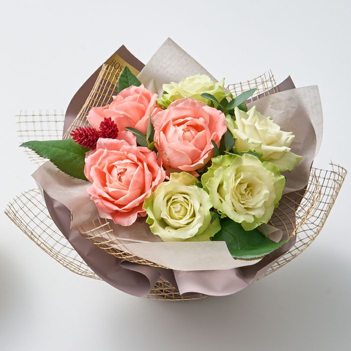 ホシフルーツ_メロンと薔薇のギフトセット_花と実の極み きらら星　静岡県産アールスメロン＆そのまま飾れる薔薇アレンジメントロマン