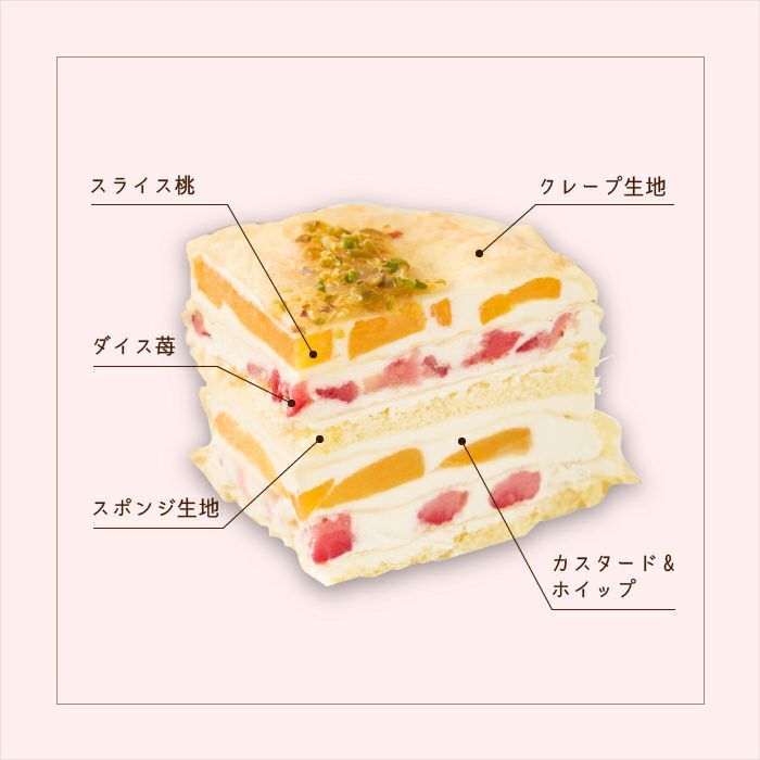 ホシフルーツ_桃と苺のミルクレープ　Kasane