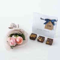 薔薇のミニブーケ　スイート２本＆ホシフルーツ贅沢ブラウニー３個入
